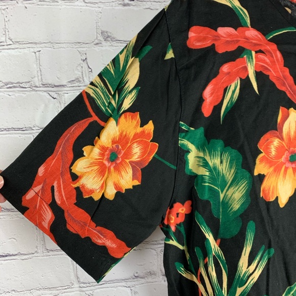 VINTAGE MARLA KIM Tunic Black with Tropical Print - Picture 4 of 7